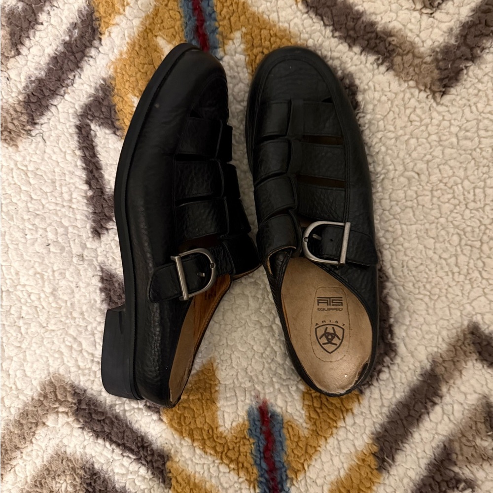 Men's Black Leather Sandals